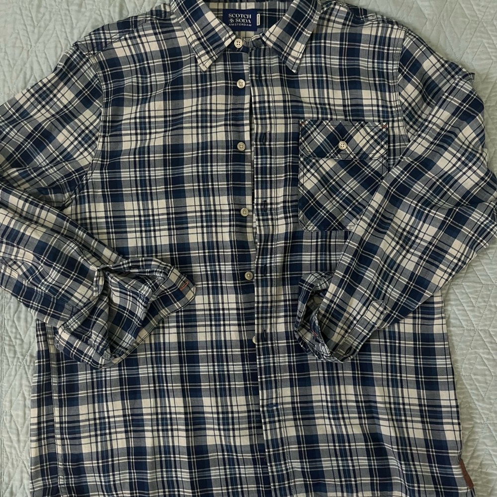 Scotch & Soda Men's Blue Plaid Shirt